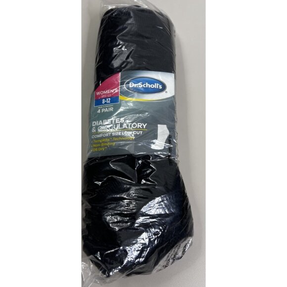 New Dr Scholls Women 8-12 Diabetes Circulatory Low Cut Socks (4 Pair Pack) Black - Picture 1 of 2